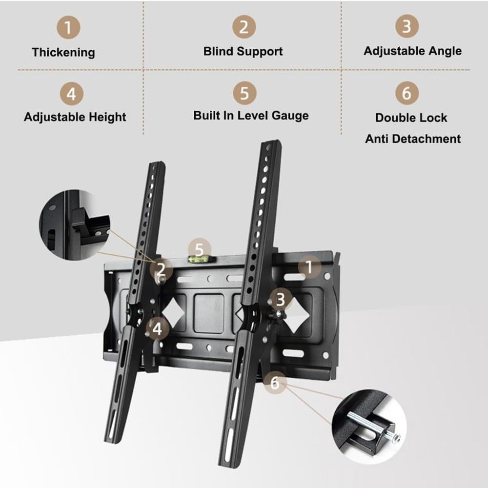 Tilt TV Wall Mount Bracket for 26-65 inch TVs, Wall Mount TV Bracket Flush Mount Space Saving, TV Mount Bracket Hold Up 130lbs