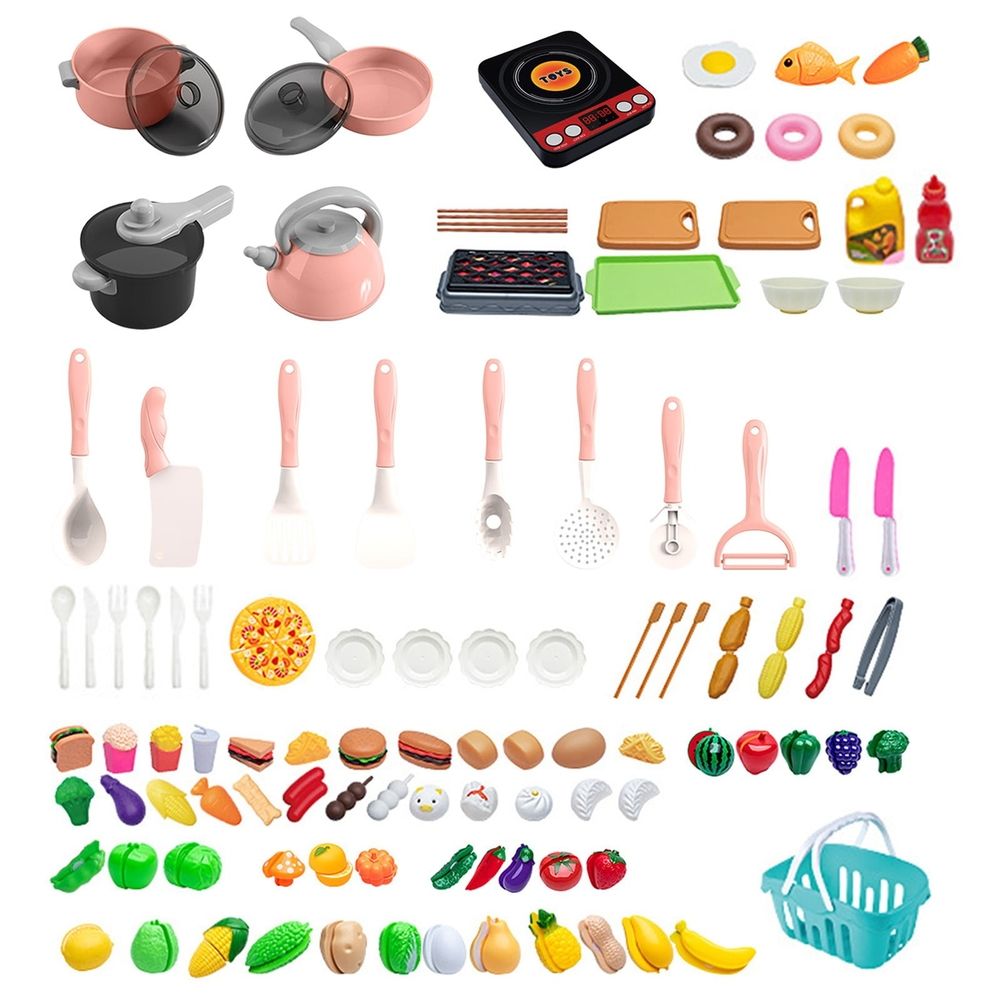 14 Pcs Kids Kitchen Playset, Toddler Pretend Play Kitchen Toys with Pots and Pans, Cookware, Utensils and Foods, Play House Cooking Acccessories Early Educational Toy for 3 4 5 6 Boys Girls