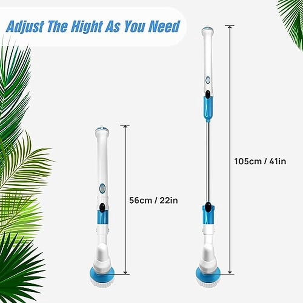 Electric Spin Scrubber 3200RPM Cordless Cleaning Brush - Adjustable Extension Handle (56cm to 105cm),Cordless Power Shower Scrubber with 3 Brush Head for Bathroom,Tub,Tile,Floor