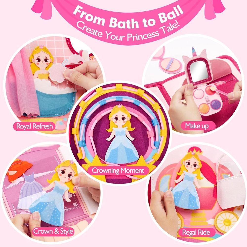 Busy Board Princess Toy for Toddlers 1-3,Montessori Toys for 1 2 3 4 Year Old Girls,Preschool Learning Toy for Kids Girls 2-4