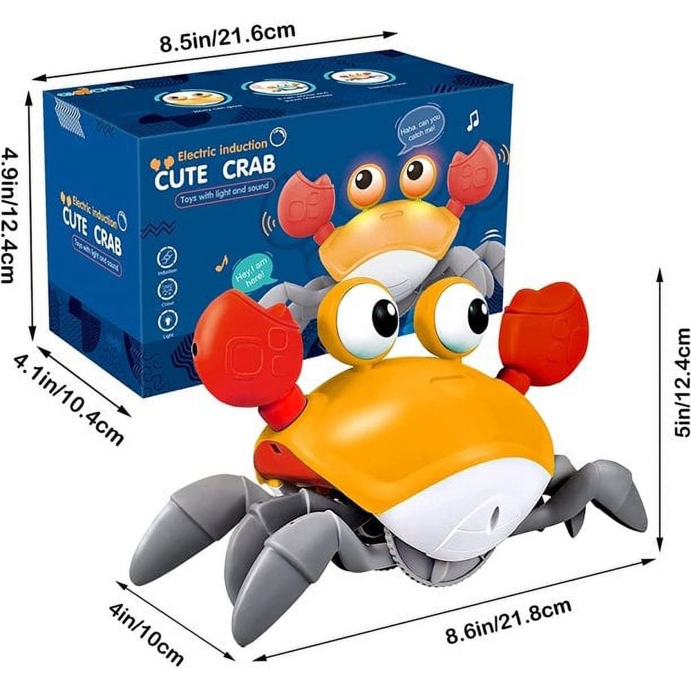 Orange Crawling Crab Baby Toys 6-12 Months,Fun Moving Infant Toys with Music Lights,Toy Gifts for Babies,Toddlers,Kids