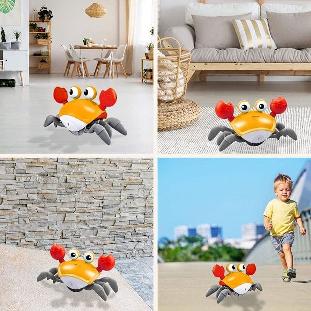 Orange Crawling Crab Baby Toys 6-12 Months,Fun Moving Infant Toys with Music Lights,Toy Gifts for Babies,Toddlers,Kids