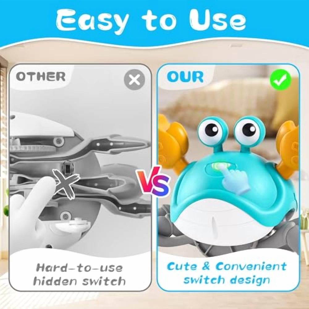 Crawling Crab Baby Toys 3.0,Upgraded Tummy Time Baby Toys 6-12 12-18 Month,Infant Learning Crawl Walking Dancing Crab with Music&Speed Control for 1 2 3 4 5 6+ Girls Year Newborn Birthday Gifts