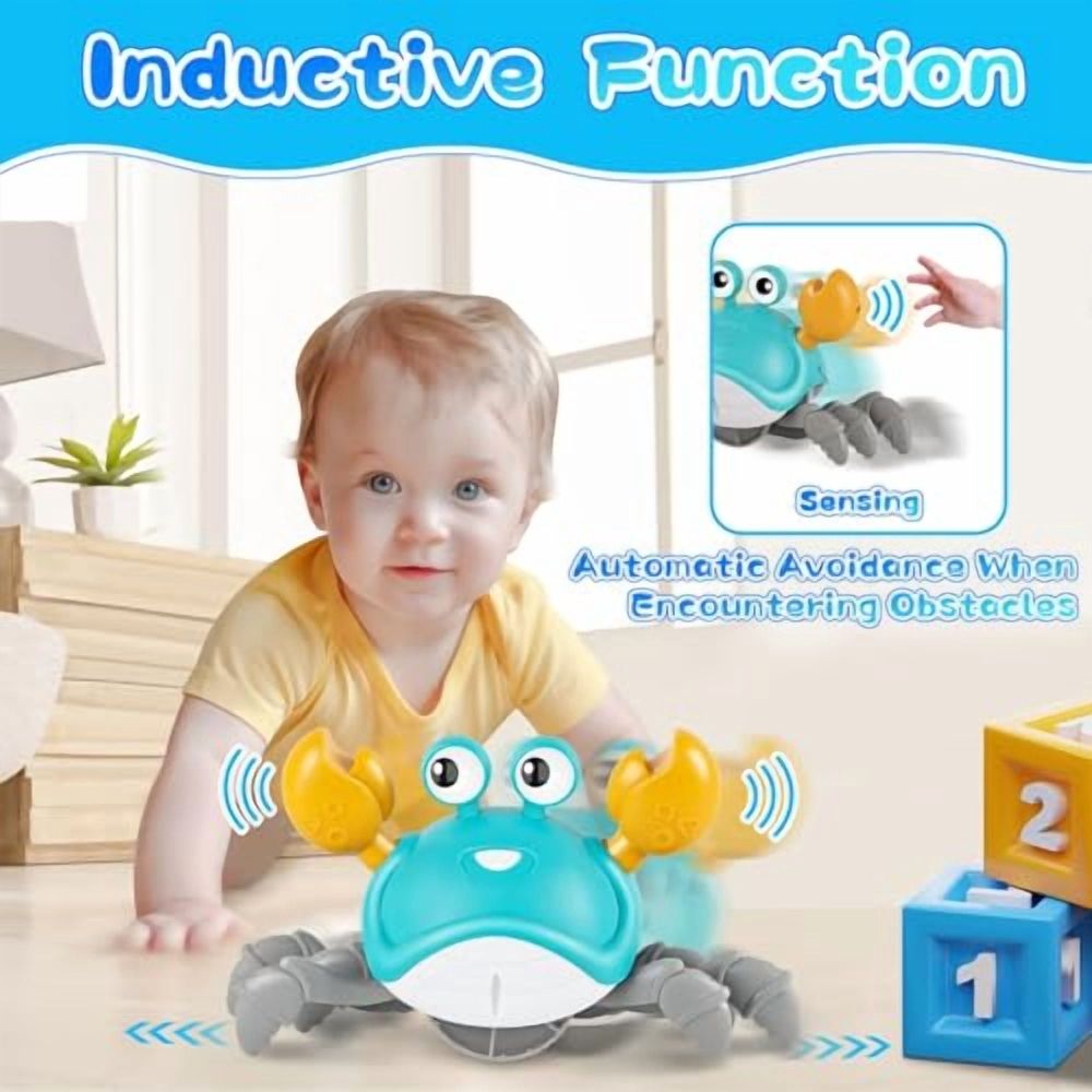 Crawling Crab Baby Toys 3.0,Upgraded Tummy Time Baby Toys 6-12 12-18 Month,Infant Learning Crawl Walking Dancing Crab with Music&Speed Control for 1 2 3 4 5 6+ Girls Year Newborn Birthday Gifts