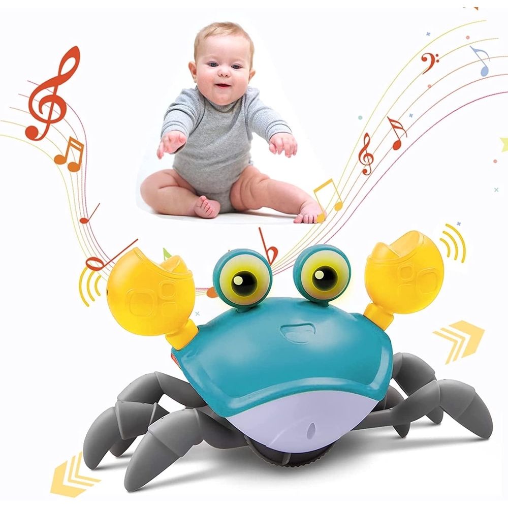 Aiqi Red Crawling Crab Baby Toys,Toddler Moving Interactive Toy with Music Lights for Babies,Toddlers,Kids