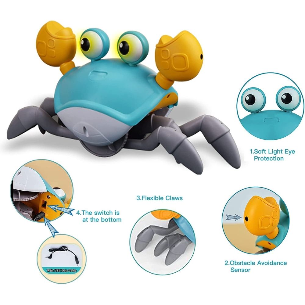 Aiqi Red Crawling Crab Baby Toys,Toddler Moving Interactive Toy with Music Lights for Babies,Toddlers,Kids