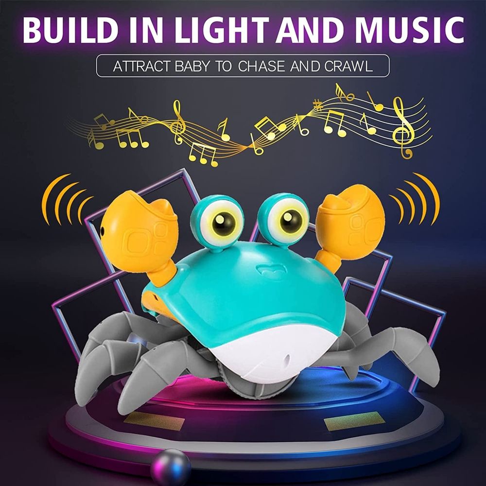 Aiqi Red Crawling Crab Baby Toys,Toddler Moving Interactive Toy with Music Lights for Babies,Toddlers,Kids
