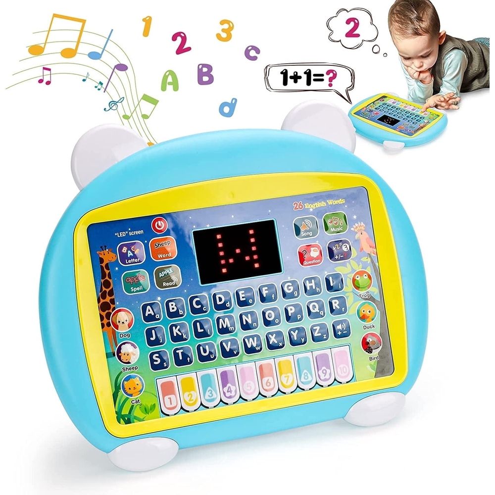 Trilingual Learning Toys for Toddlers 1-3 Years,Learning Tablet with Music and Lights,Montessori Speech Therapy Toys, Toddler Toys Age 1-3 Gifts,Musical Baby Toys for 1 Year Old
