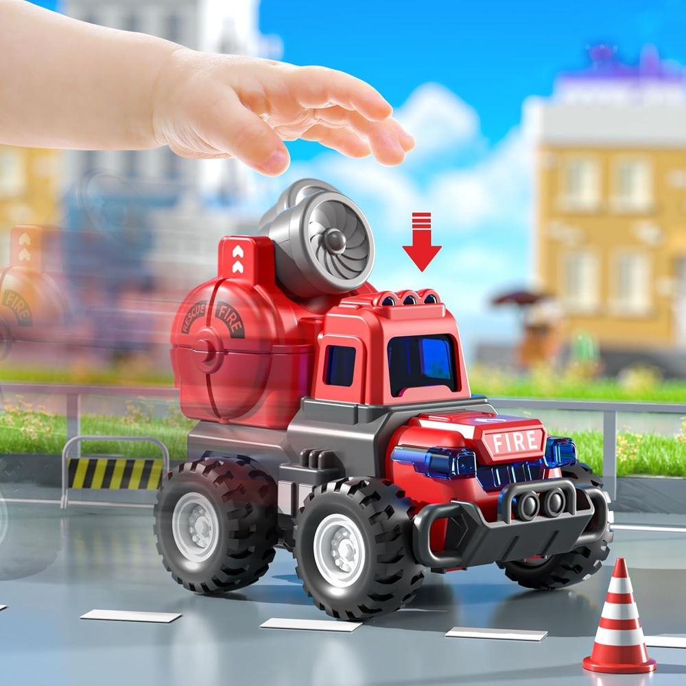 Toddler Car Toys for 1 Year Old Boys, Fire Truck Toys for 2 Year Old, Friction Powered Vehicles Set for 1-3 Baby Boys Birthday Gifts