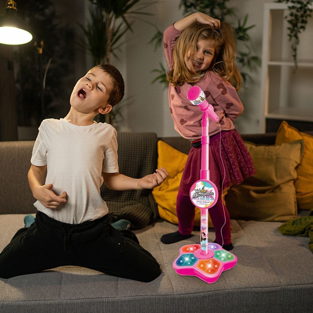 Karaoke Machine with Lights,Microphone with Adjustable Stand Singing Karaoke Machine