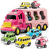 Girls Toddler Truck Toys for 3 4 5 6 Year Old Girls,5-in-1 Friction Power Vehicle Car Toy for Toddlers 3-6,Carrier Toys for Kids 3-5,Christmas Birthday Gifts for Girls Age 3-8
