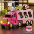 Girls Toddler Truck Toys for 3 4 5 6 Year Old Girls,5-in-1 Friction Power Vehicle Car Toy for Toddlers 3-6,Carrier Toys for Kids 3-5,Christmas Birthday Gifts for Girls Age 3-8