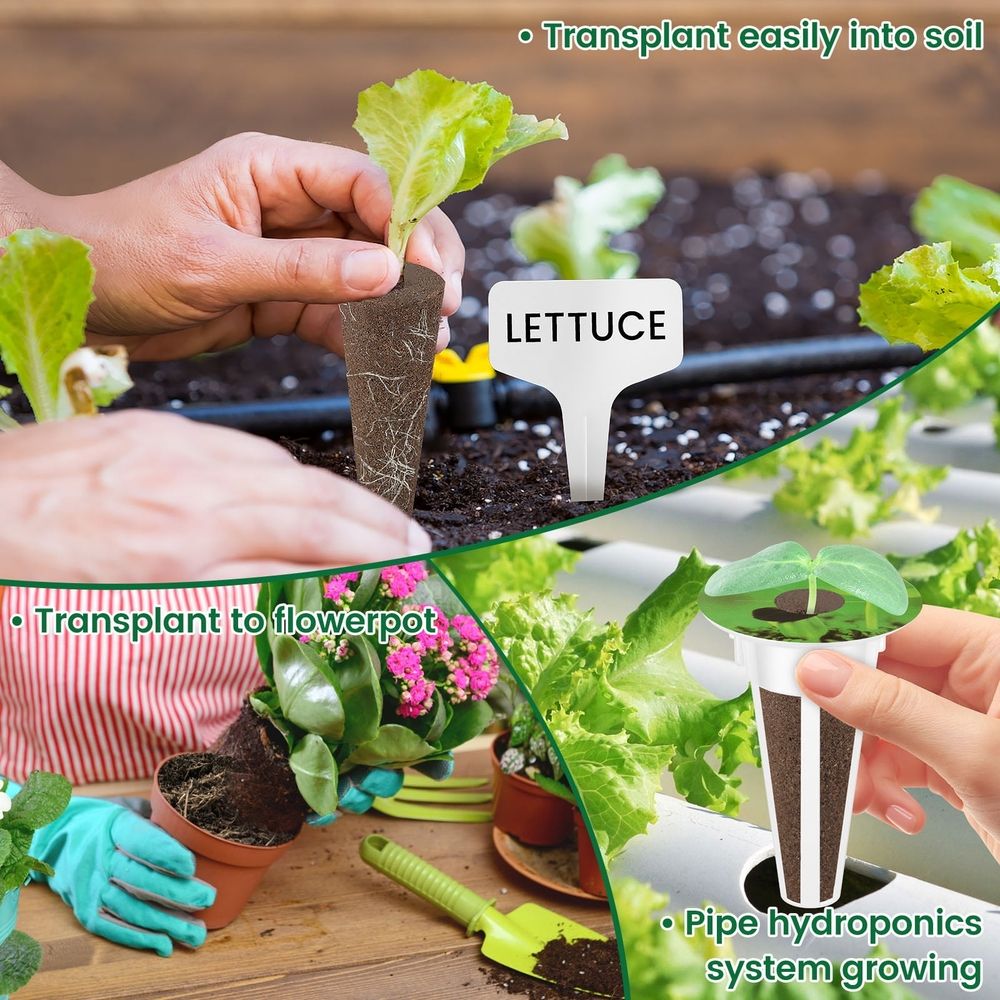 103 Piece Hydroponic Pods Kit, Grow Anything with Grow Sponges, Baskets, Domes, Labels, Compatible with All Hydroponics Brands