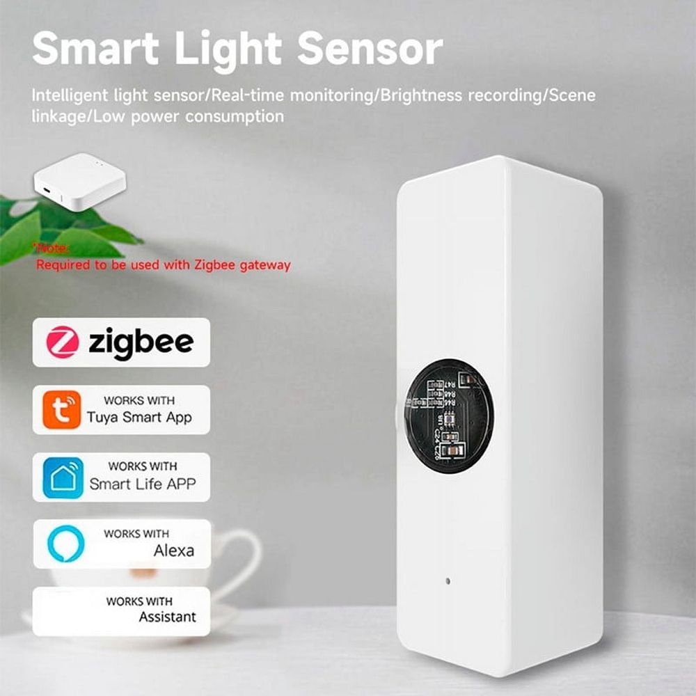 Light Sensor Luminance Sensor Beam Sensor Real-Time Luminance Detection Smart Home Automation App Control,1 x Light Sensor,White