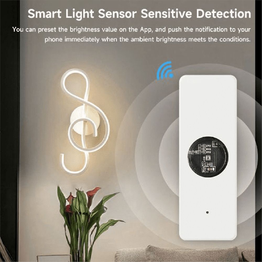 Light Sensor Luminance Sensor Beam Sensor Real-Time Luminance Detection Smart Home Automation App Control,1 x Light Sensor,White