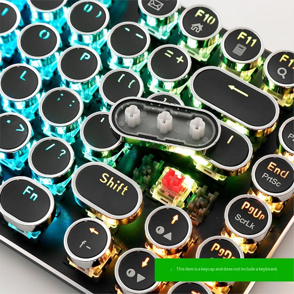 104Pcs/Set Universal Round Key Cap Keycaps for Cherry MX Mechanical Keyboard Backlit Design Black,1 * Keycaps set,Black