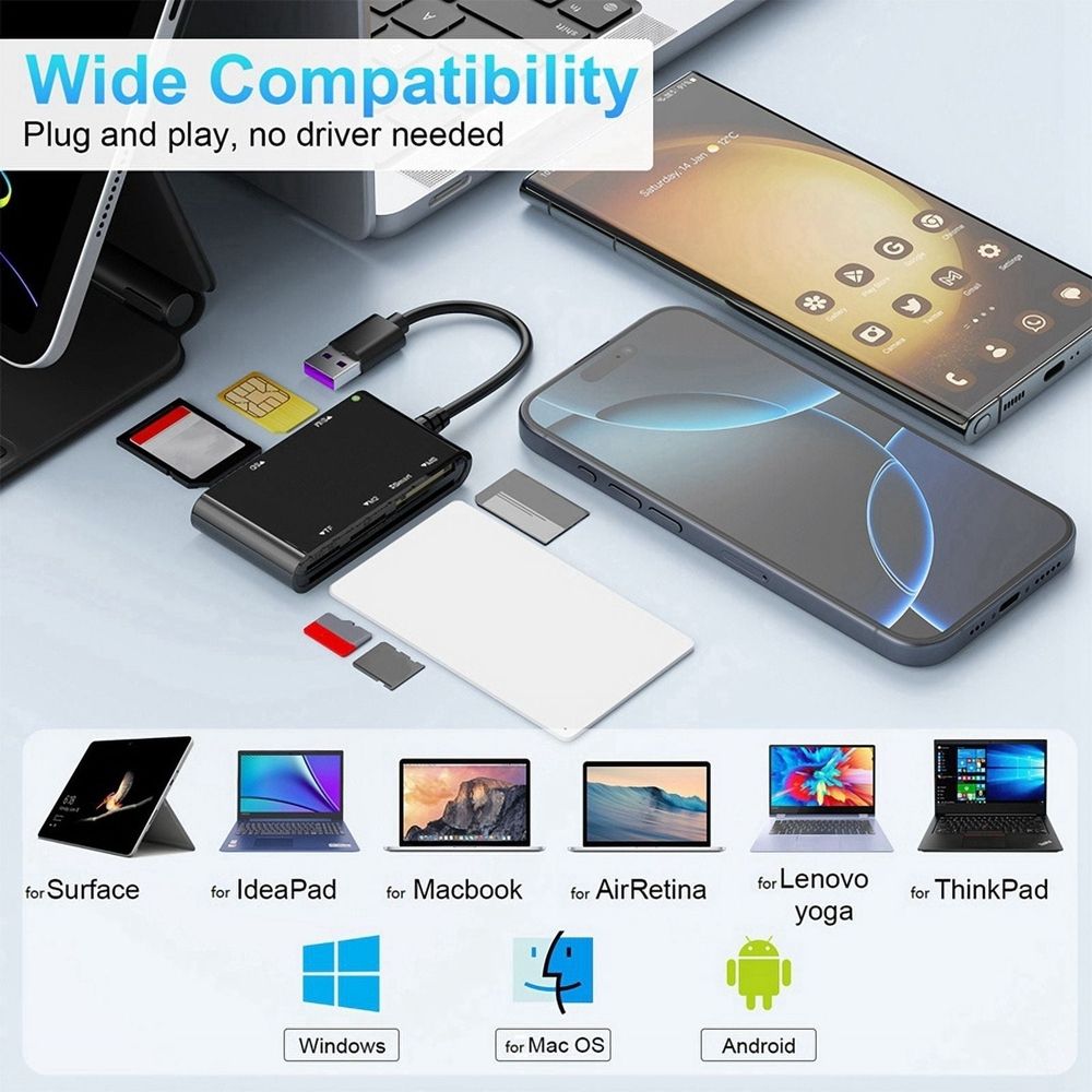 USB 3.0 Multi Card Reader 6 in 1 Smart/MS/M2/TF/SIM/SD Picture Card Reader USB3.0 Card Reader