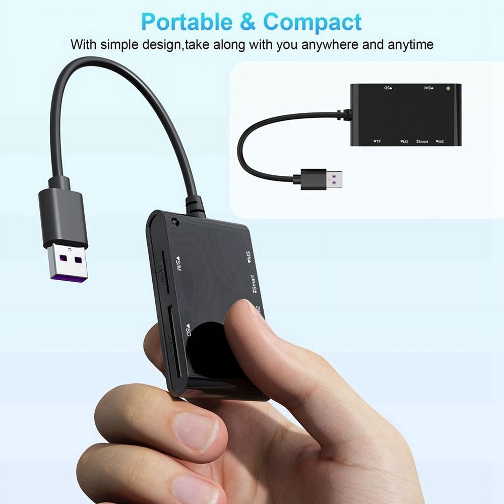 USB 3.0 Multi Card Reader 6 in 1 Smart/MS/M2/TF/SIM/SD Picture Card Reader USB3.0 Card Reader