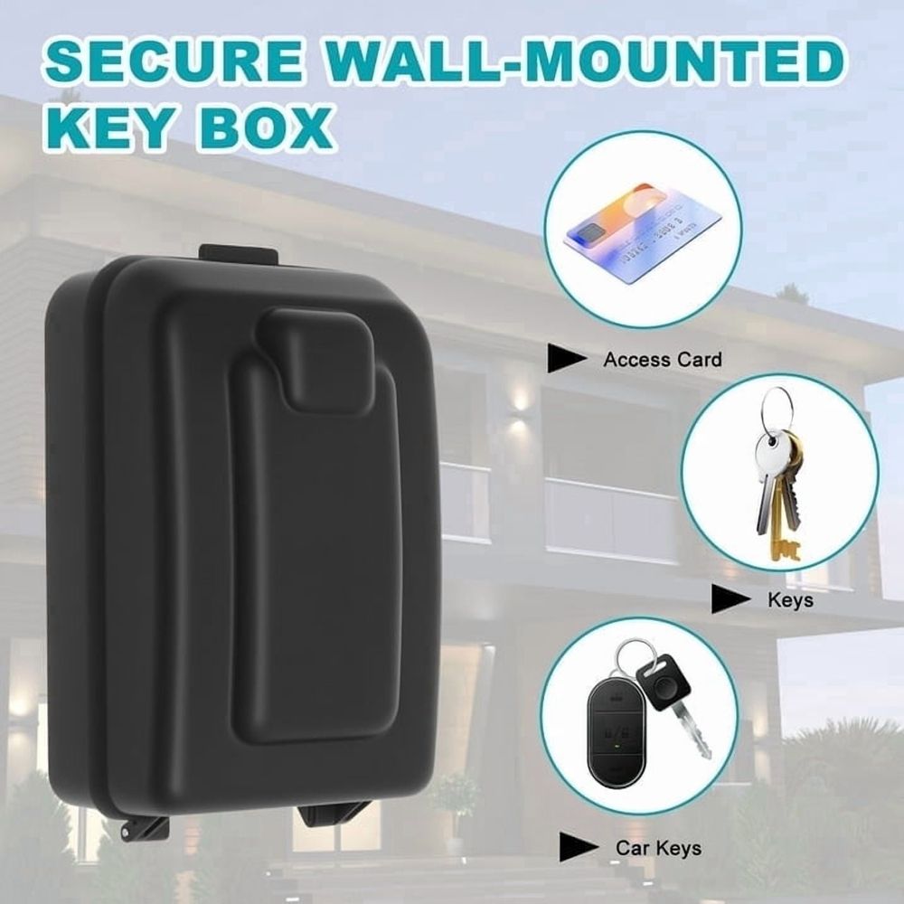 Wall-Mounted Key Lock Box, 12 Digit Combination Lock Box for Keys with Resttable Code, Weatherproof Outdoor Lockbox, Large Capacity Key Safe Storage Lock Box for Home, Office, Garage