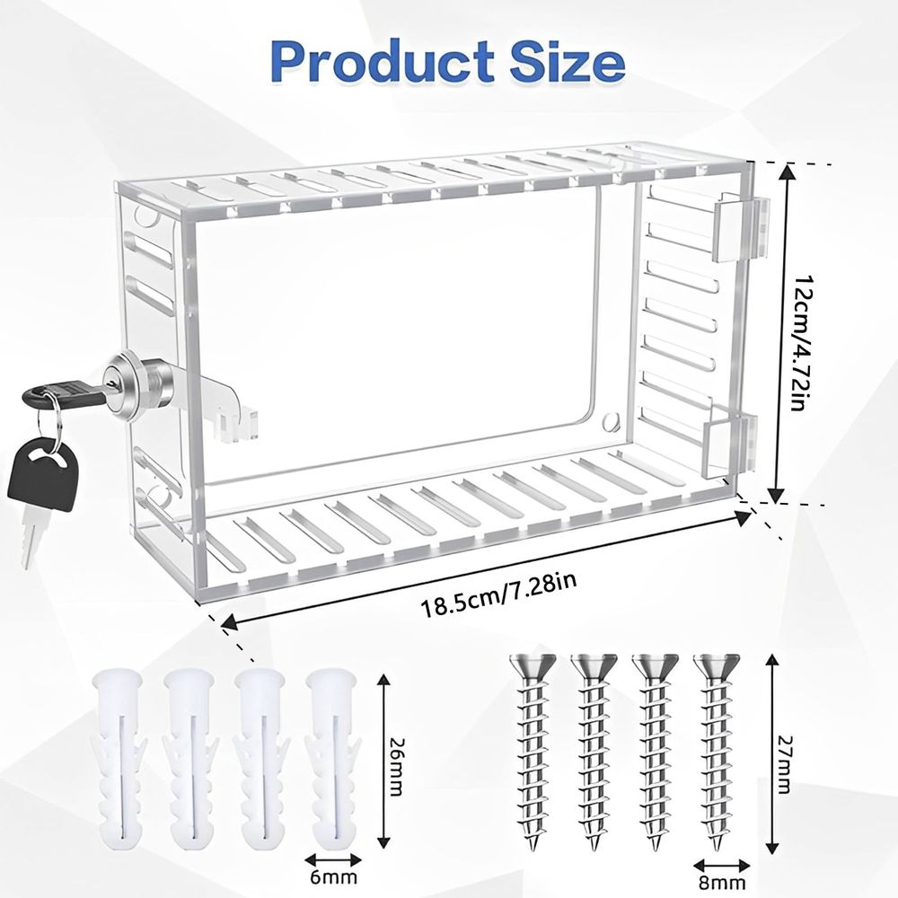 Thermostat Lock Box, 5.9 x 5.9 x 2 inch Square Thermostat Cover with Key, Clear AC Thermostat Guard Box Cover, Small Acrylic Lock Box for All Type Thermostat Prevent Tampering