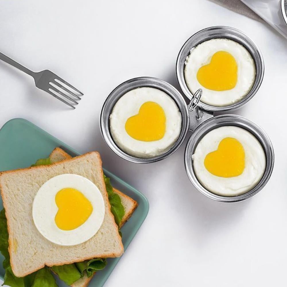 Poached Egg Cooker Steel Egg Poacher,3-Cup Poached Egg Cooker,Nonstick Pan Poaching With Cups,Egg Rack Poacher Egg