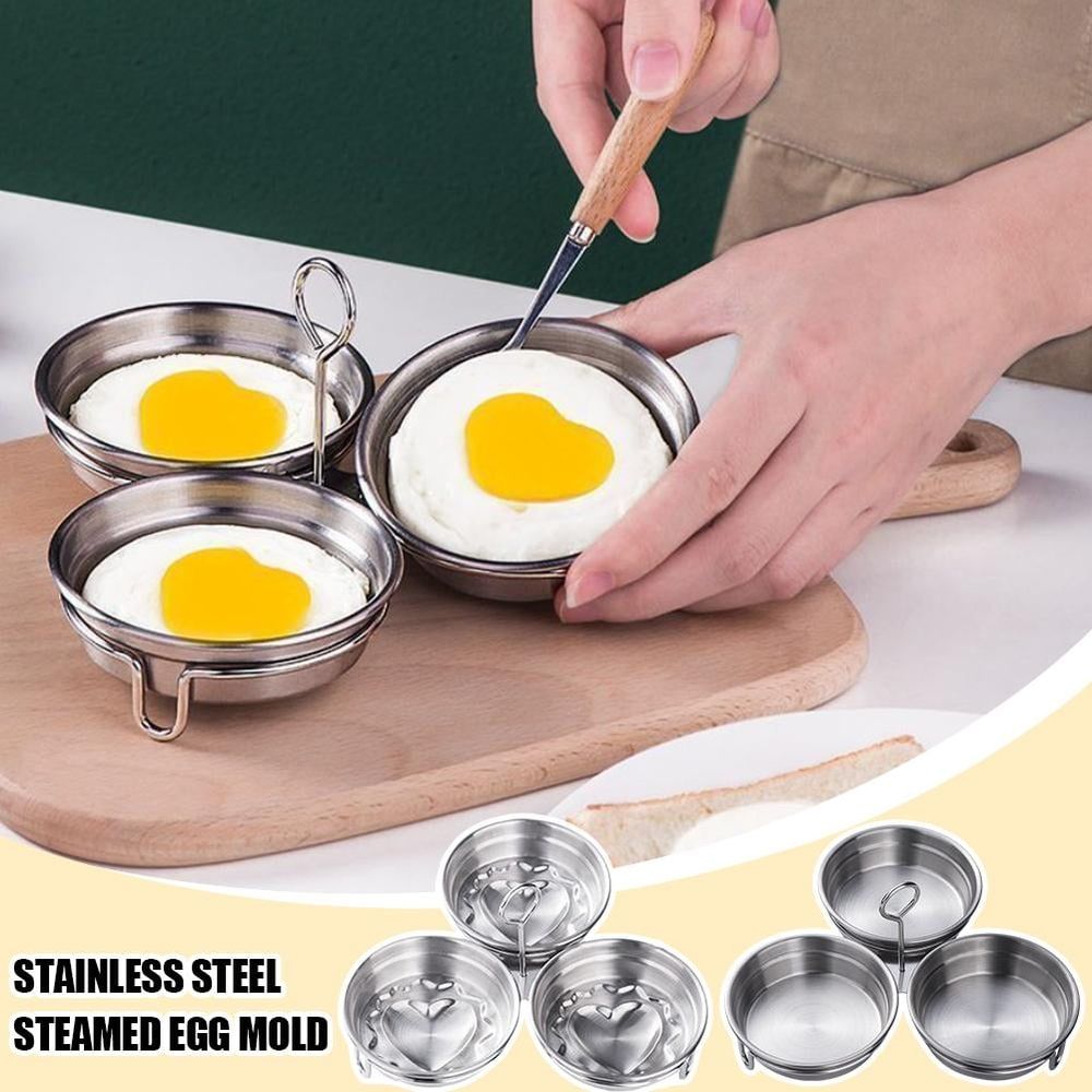 Poached Egg Cooker Steel Egg Poacher,3-Cup Poached Egg Cooker,Nonstick Pan Poaching With Cups,Egg Rack Poacher Egg