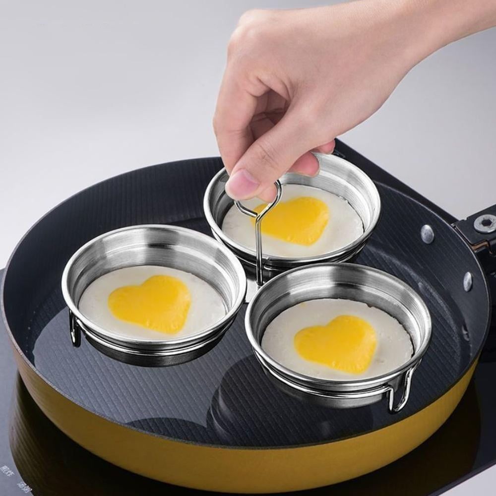 Poached Egg Cooker Steel Egg Poacher,3-Cup Poached Egg Cooker,Nonstick Pan Poaching With Cups,Egg Rack Poacher Egg