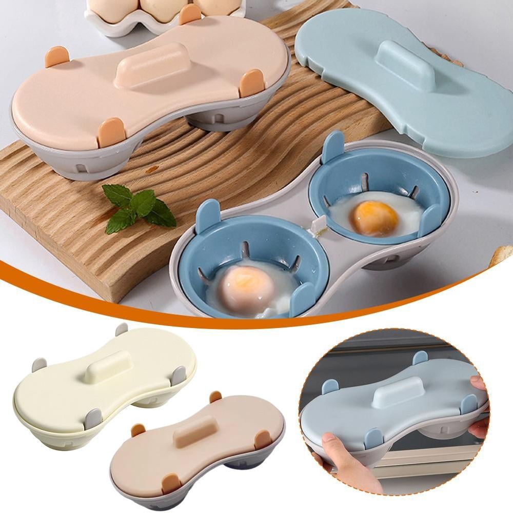 Egg Poacher Microwave Egg Cooker, 2 Cavity Edible Silicone Double Drain Poached Egg Cups,Egg Boiler Poacher Cups, Egg Cooker, Poached Egg Maker Dishwasher Safe