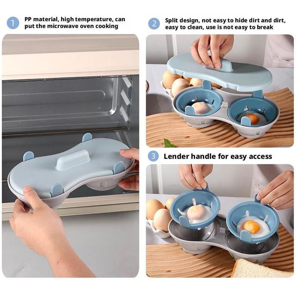 Egg Poacher Microwave Egg Cooker, 2 Cavity Edible Silicone Double Drain Poached Egg Cups,Egg Boiler Poacher Cups, Egg Cooker, Poached Egg Maker Dishwasher Safe