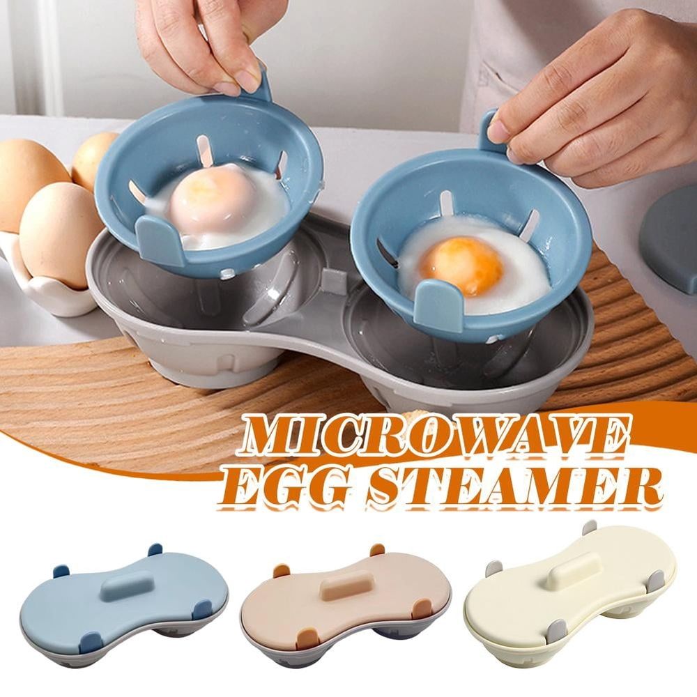Egg Poacher Microwave Egg Cooker, 2 Cavity Edible Silicone Double Drain Poached Egg Cups,Egg Boiler Poacher Cups, Egg Cooker, Poached Egg Maker Dishwasher Safe