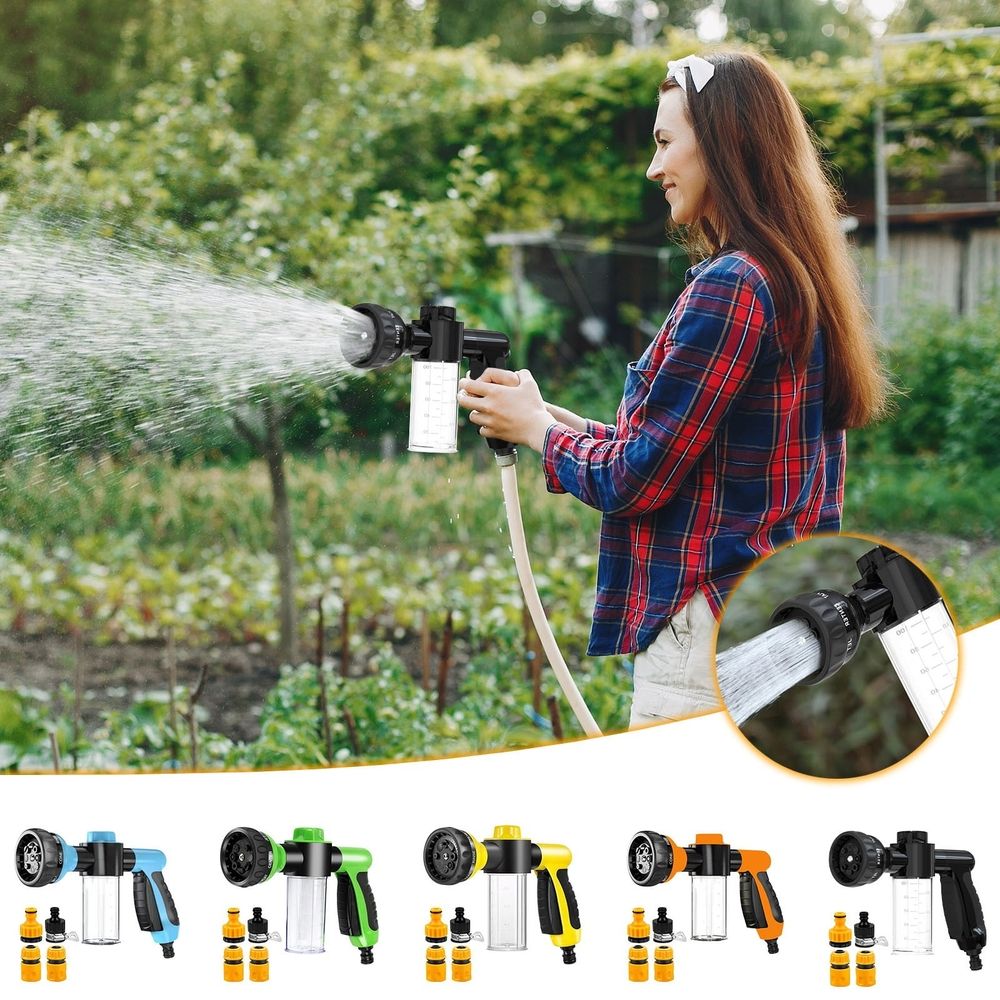 High Pressure Foam Cannon Spray Gun, Car Wash Soap Dispenser with 8 Patterns, Garden Hose Nozzle for Watering Plants, Snow Foam Lance