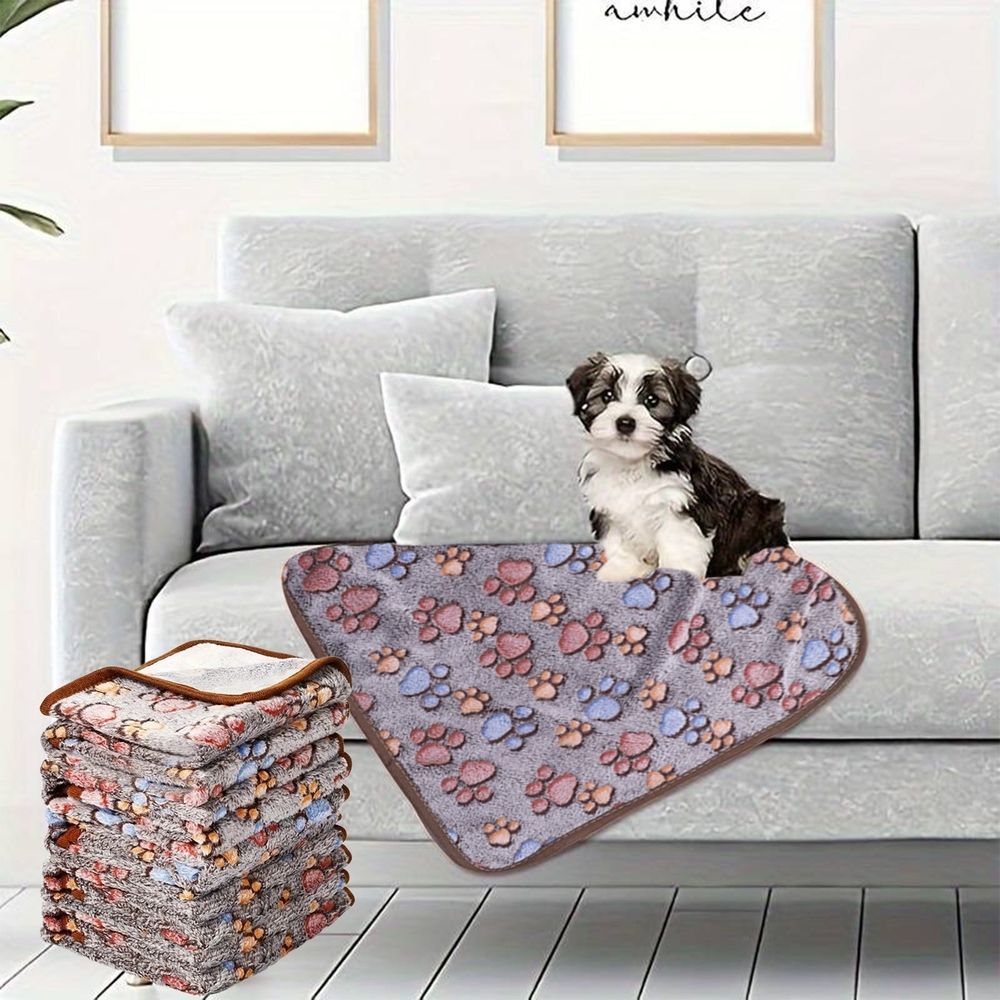 Brown Cozy Fluffy Pet Blankets Set Of 5 Super Soft For Dogs Cats Flannel Throw Washable Mats For Bed Couch