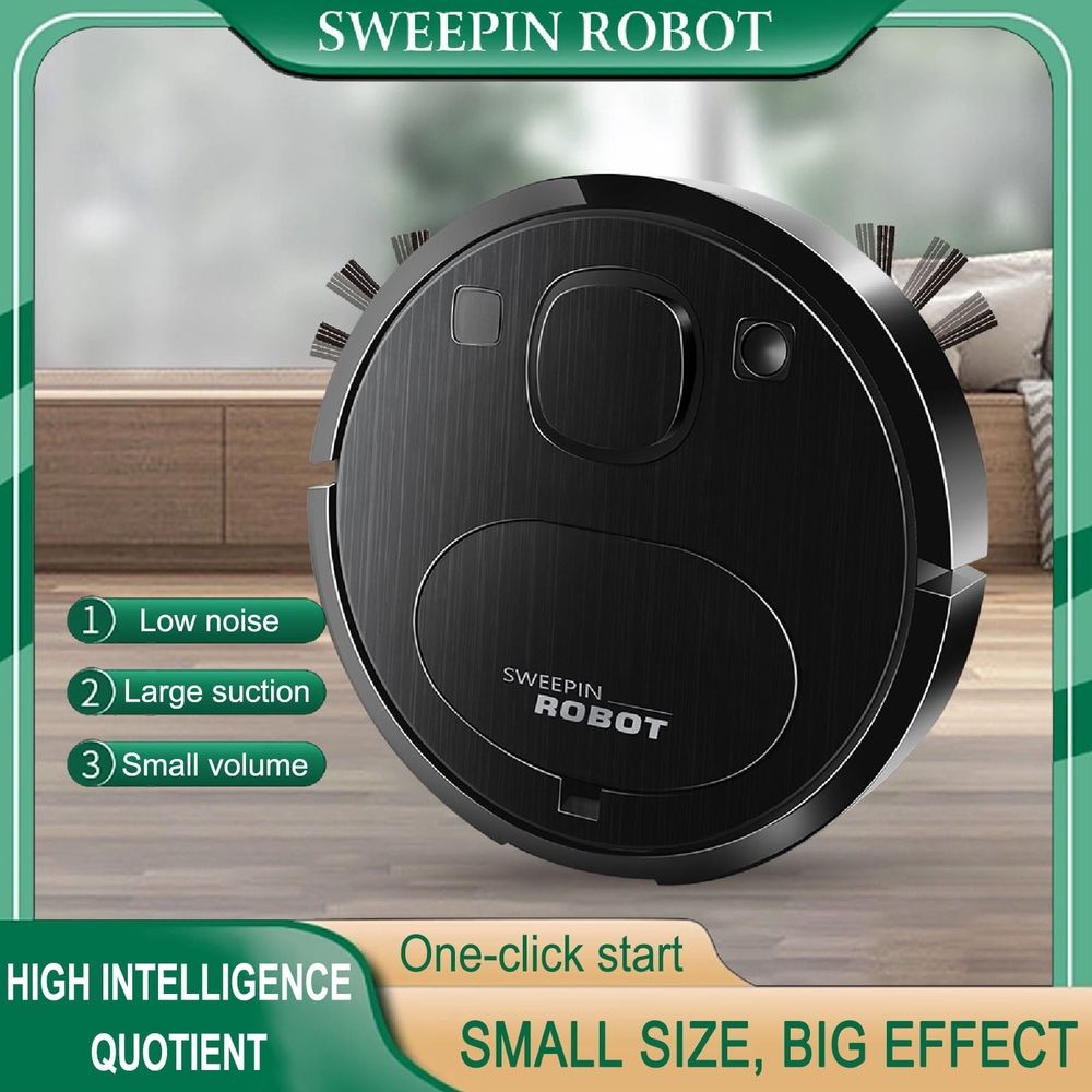 Black  Robot Vacuum And Mop Combo High Suction Self-Charging Slim Design For Hard Floor Pet Hair Removal