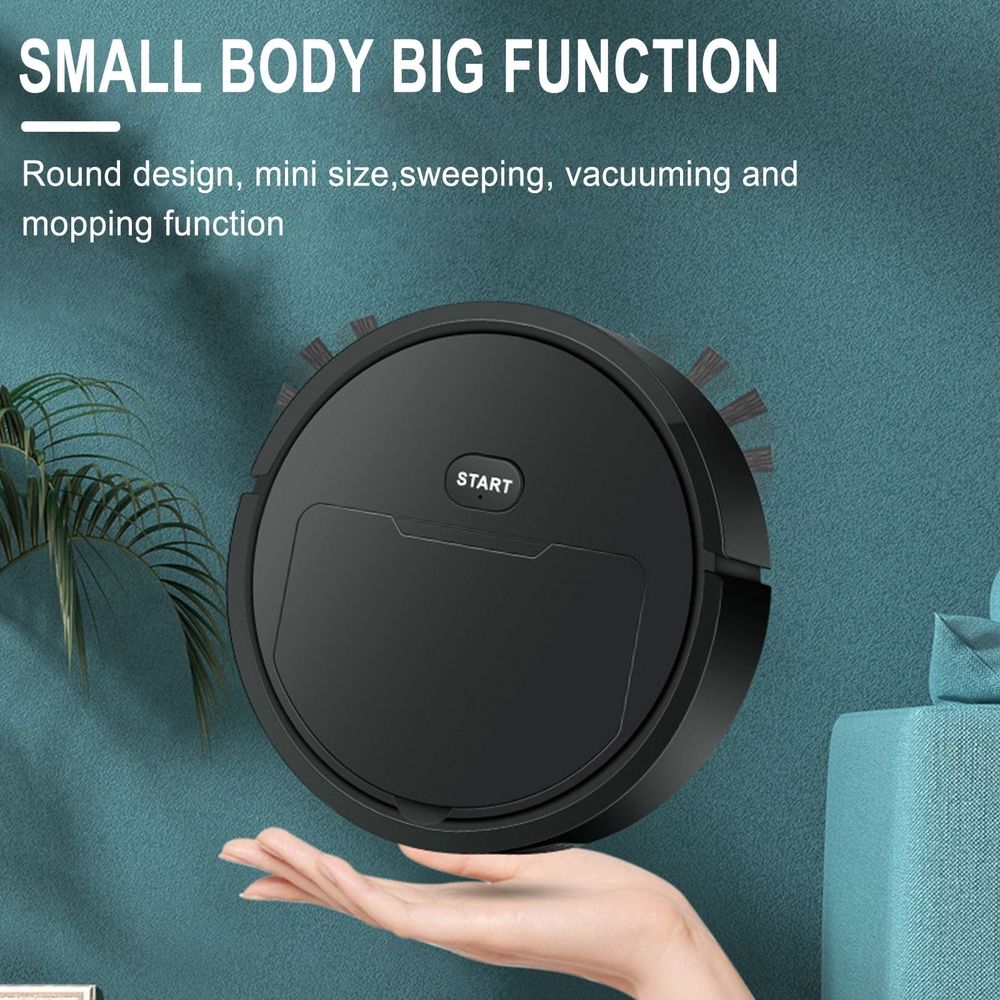 Black  Robot Vacuum And Mop Combo High Suction Self-Charging Slim Design For Hard Floor Pet Hair Removal