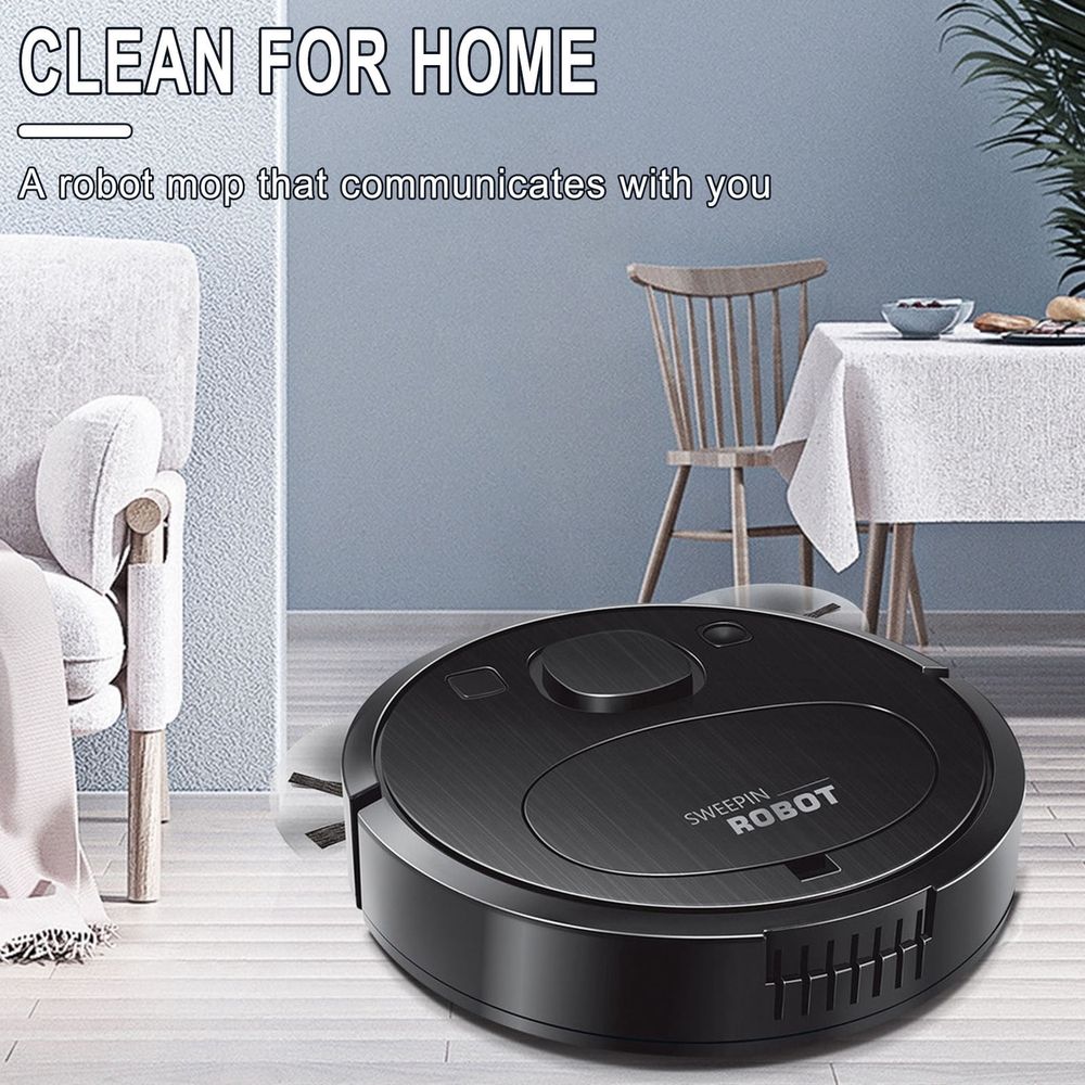 Black  Robot Vacuum And Mop Combo High Suction Self-Charging Slim Design For Hard Floor Pet Hair Removal