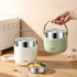 304 Stainless Steel Thermal Food Jar Long Lasting Warmth 6-12H Leakproof with Folding Spoon Commute Outdoor(white)