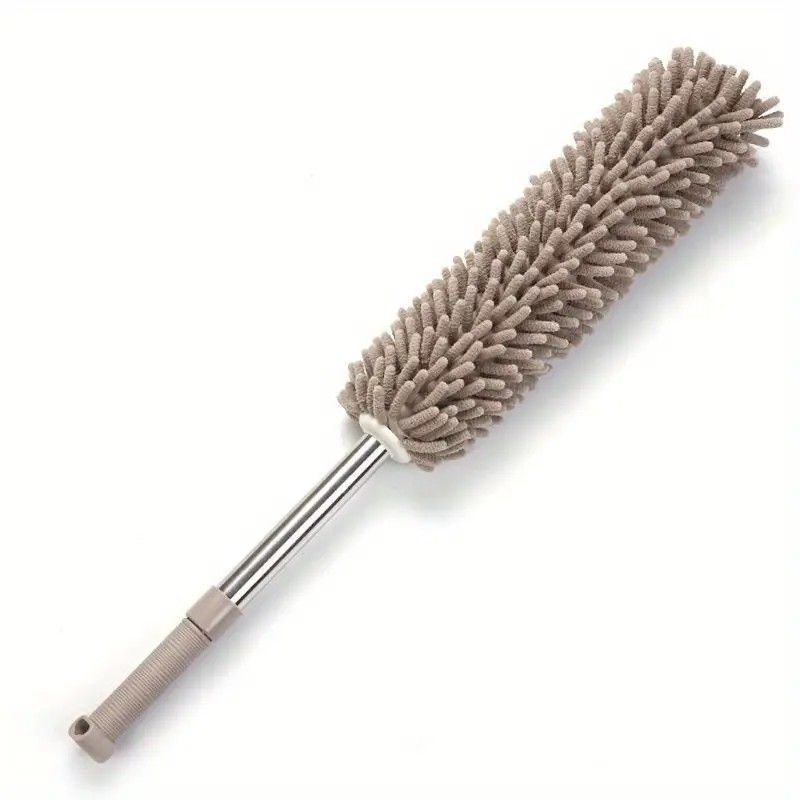 Extendable Electrostatic Duster, Stainless Steel Pole, Microfiber Cloth, Coffee