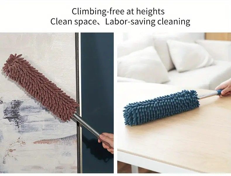 Extendable Electrostatic Duster | Stainless Steel Pole + Microfiber Cloth | Traps Dust & Pet Hair Without Spreading, Reaches High Corners for Effortless Home Cleaning!/pale green
