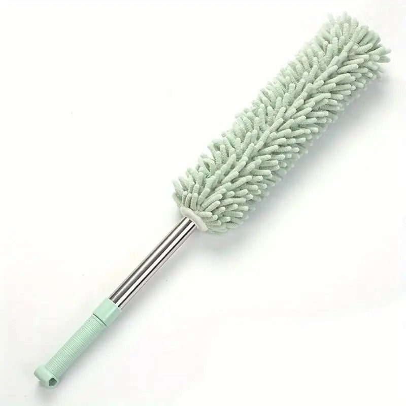 Extendable Electrostatic Duster | Stainless Steel Pole + Microfiber Cloth | Traps Dust & Pet Hair Without Spreading, Reaches High Corners for Effortless Home Cleaning!/pale green