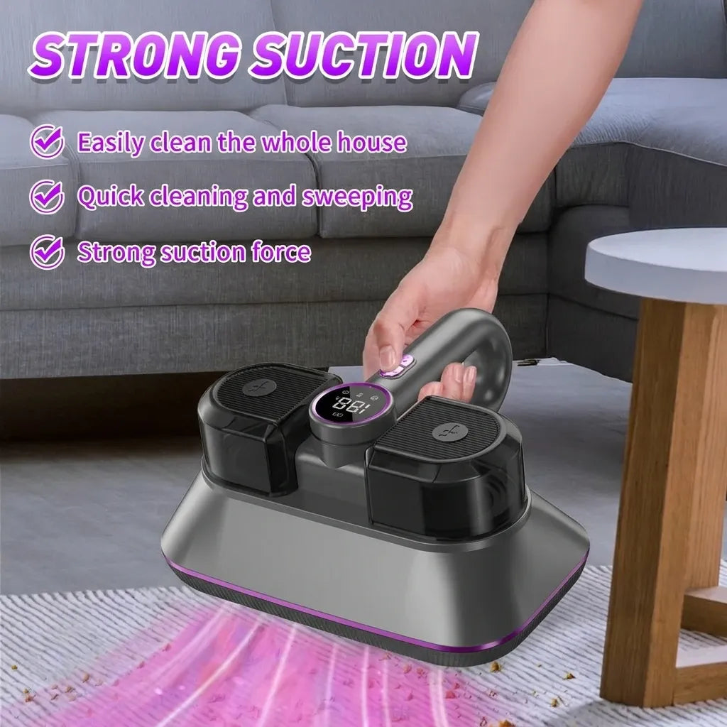 Wireless Smart Mite Vacuum, 8000Pa Strong Suction & High-Frequency Tapping, HEPA Filtration, Deep Cleaning for Whole Home.(WHITE)