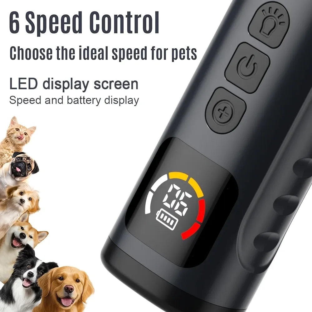 Electric Pet Nail Grinder w/ LED, 6-Speed, Low Noise & Dust Cap(WHITE)