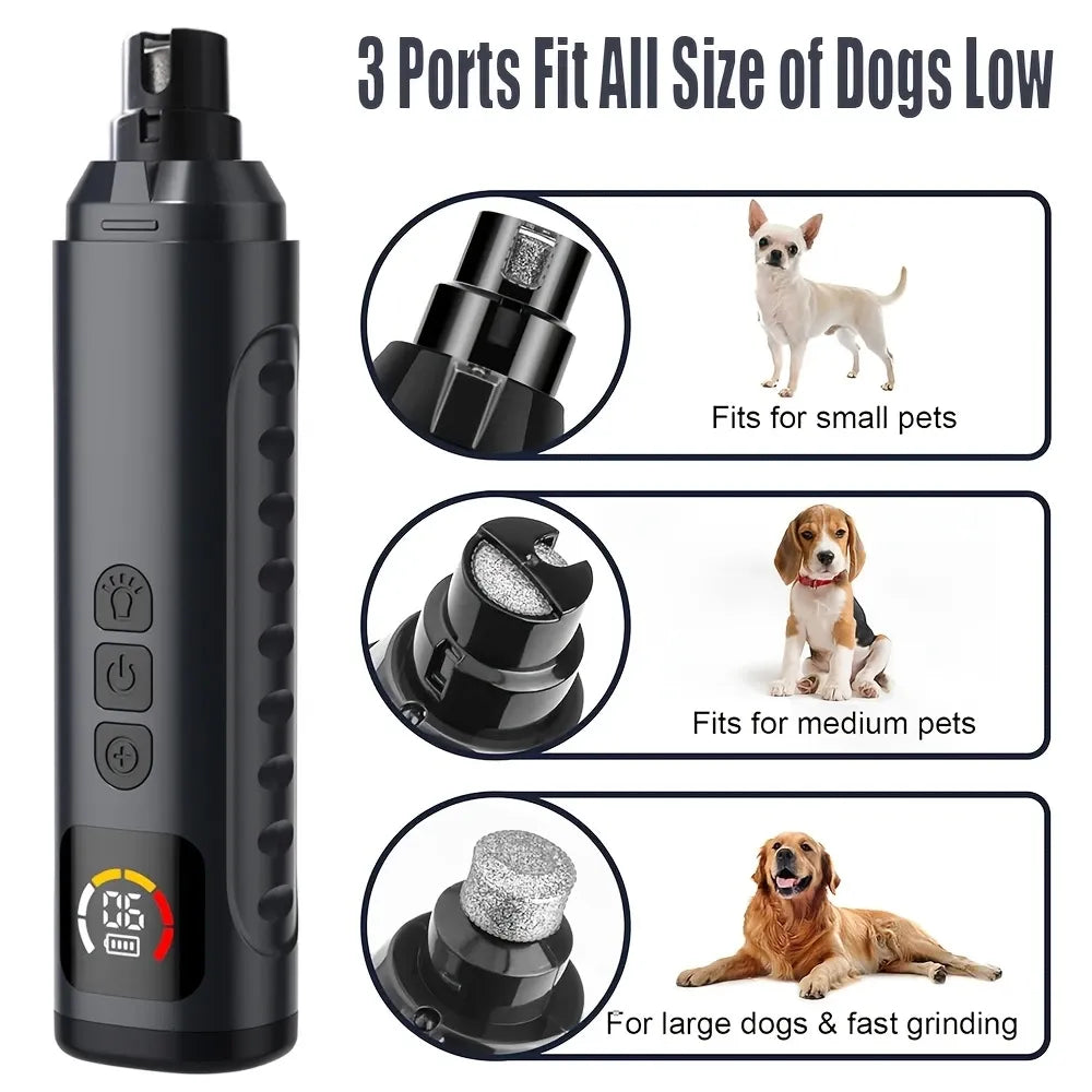 Electric Pet Nail Grinder w/ LED, 6-Speed, Low Noise & Dust Cap(WHITE)