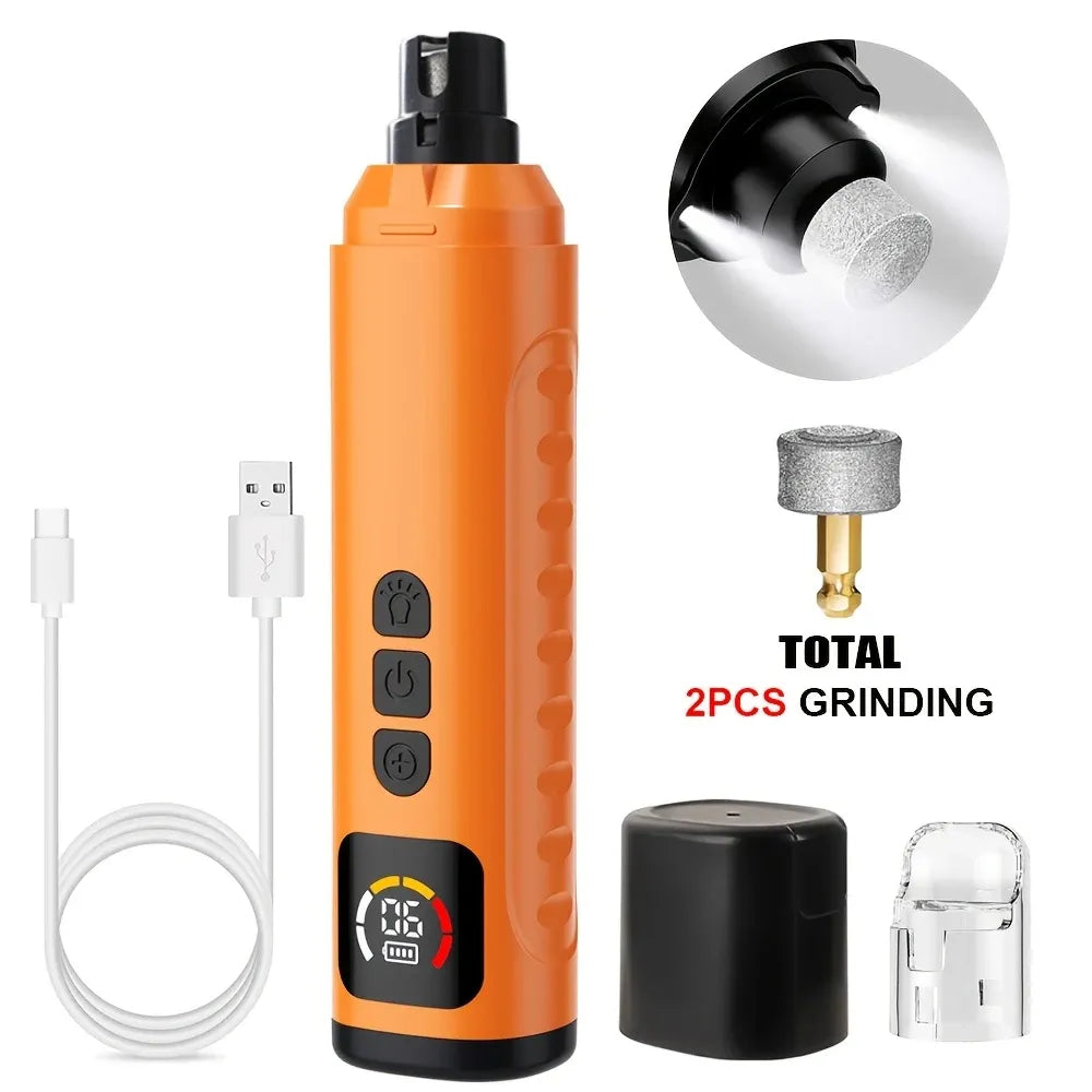 Electric Pet Nail Grinder w/ LED, 6-Speed, Low Noise & Dust Cap(orange)
