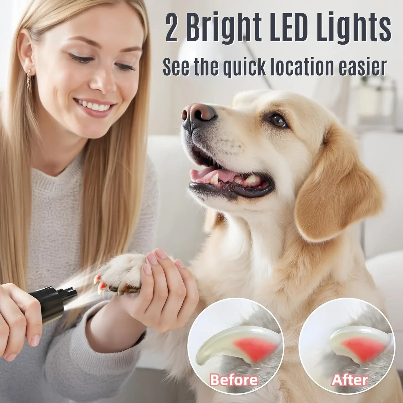 Electric Pet Nail Grinder w/ LED, 6-Speed, Low Noise & Dust Cap(orange)
