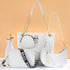 Quilted 4-Piece Bag Set, Large Tote & Crossbody Combo with Tassel Chain(white)