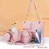 Quilted 4-Piece Bag Set, Large Tote & Crossbody Combo with Tassel Chain(white)