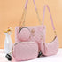 Quilted 4-Piece Bag Set, Large Tote & Crossbody Combo with Tassel Chain(white)
