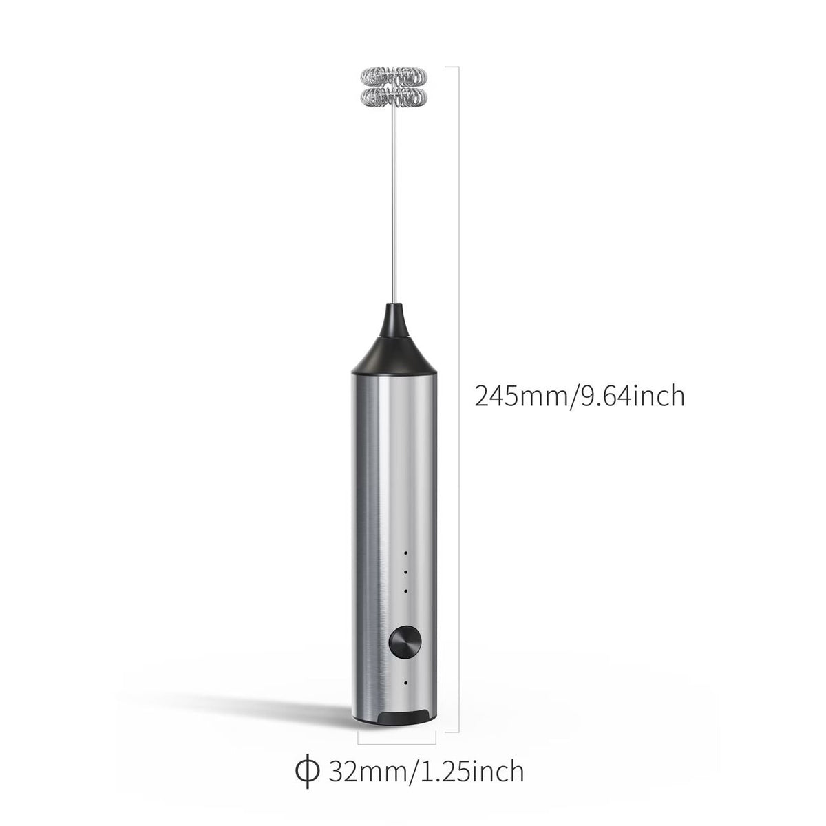 Electric Milk Frother Egg Beater 2-in-1 Type-C Charging 304 Stainless Steel 3-Speed Adjustable Dual Replaceable Heads 1500mAh Coffee Foaming Baking Artifact.*(Double-layer electric milk bubbler+egg beater+storage bracket +TypeC charging cable)