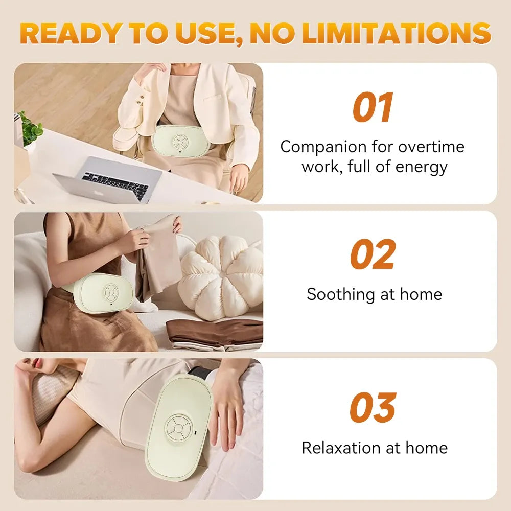 Smart Heating Abdominal Massager with Red Light & Moxa Therapy, 3 Intensity Levels, Forward/Reverse Kneading, for Waist Belly Back, Great Gift & Personal Use