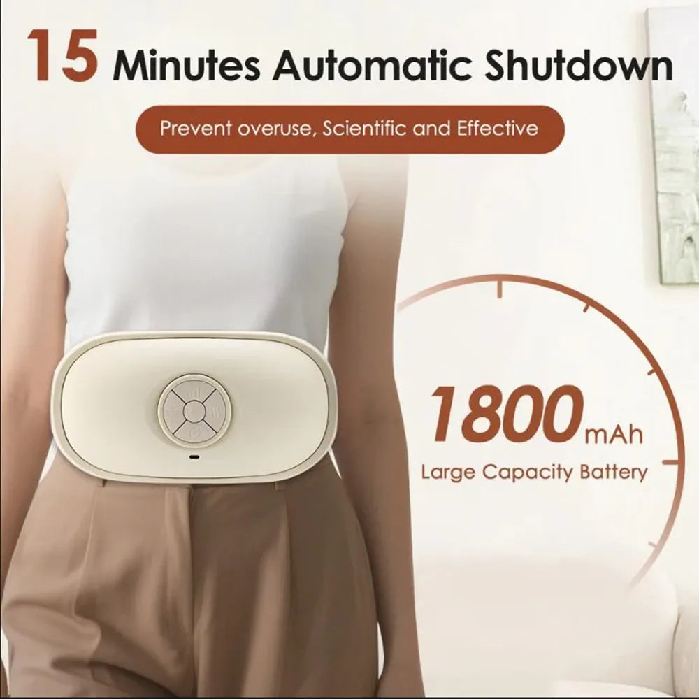 Smart Heating Abdominal Massager with Red Light & Moxa Therapy, 3 Intensity Levels, Forward/Reverse Kneading, for Waist Belly Back, Great Gift & Personal Use